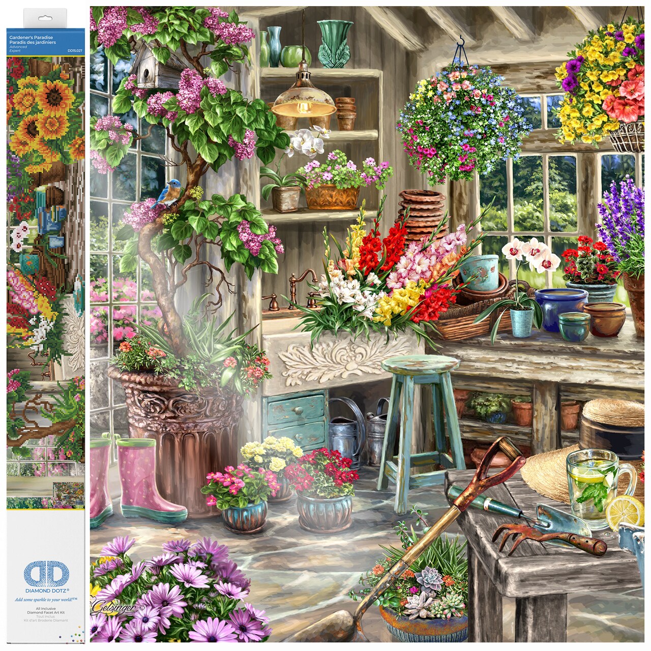 Diamond Dotz Gardener's Paradise Floral Diamond Painting Kits for Adults - Diamond Art Kits a Relaxing Creative Craft Kit with Dotz Gems 29.1x39.4